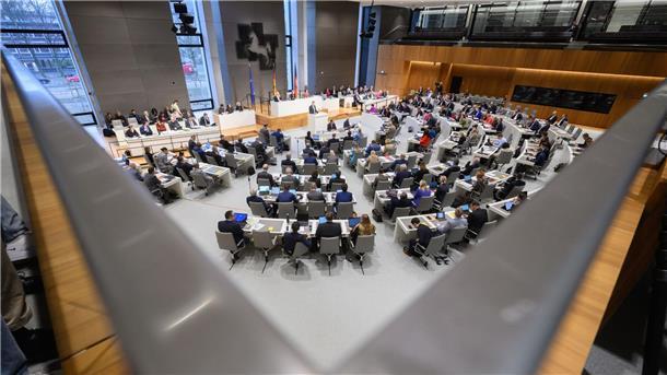 Die Abgeordneten sitzen während einer Sitzung im niedersächsischen Landtag. 