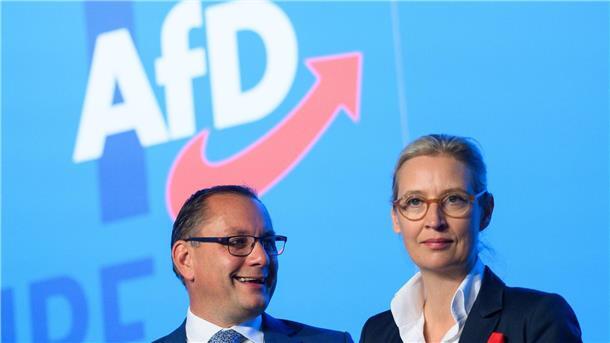 AfD nennt EU „gescheitertes Projekt“ und will Neugründung Die AfD-Bundesvorsitzenden in Magdeburg: Tino Chrupalla und Alice Weidel.