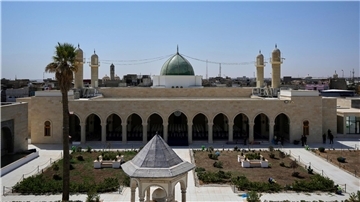 Die Al-Nuri-Moschee vor dem Besuch des irakischen Regierungschefs.