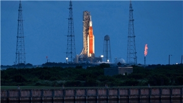 Die „Artemis I“ im Kennedy Space Center, Florida.