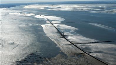 Blick auf die Fahrrinne in der Nordsee. 