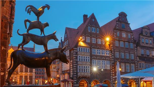 Die Bremer Stadtmusikanten sind ein berühmtes Wahrzeichen von Bremen.