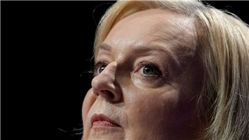 Die britische Premierministerin Liz Truss bei einer Rede auf dem Parteitag der Konservativen in Birmingham.