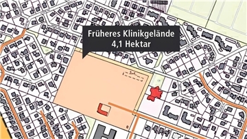 Die Grafik zeigt das frühere Klinikgelände an der Albert-Schweitzer-Straße in Nordenham. Das Areal ist jetzt an die Stadt übertragen worden. Hierzu bezieht die CDU im Rat Stellung.