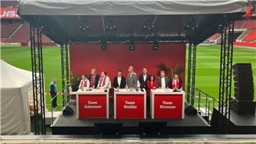 Die drei Kandidatenteams für den neuen Vorstand beim 1. FC Köln. 