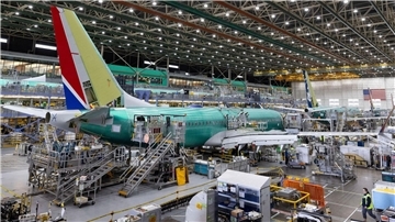 Die Endmontagelinie der 737 MAX im Boeing-Werk Renton im US-Bundesstaat Washington.