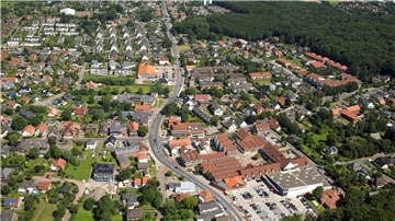 Ein Blick auf Langen aus der Luft.