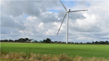 Windkraftrad auf einer Weide in Butjadingen.