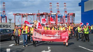 Streikende Hafenarbeiter 