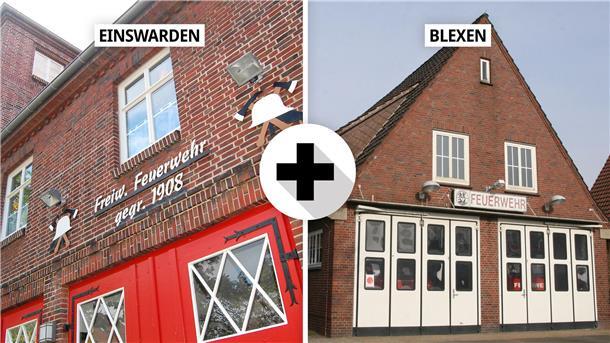Eine Collage, die die Feuerwachen in Blexen und Einswarden zeigt.