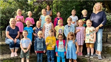 Die Klasse 1a mit den 19 Schülerinnen und Schülern unterrichtet Antje Einbrodt-Luga (rechts). Christel von Loeper ist hier als Schulbegleiterin tätig.