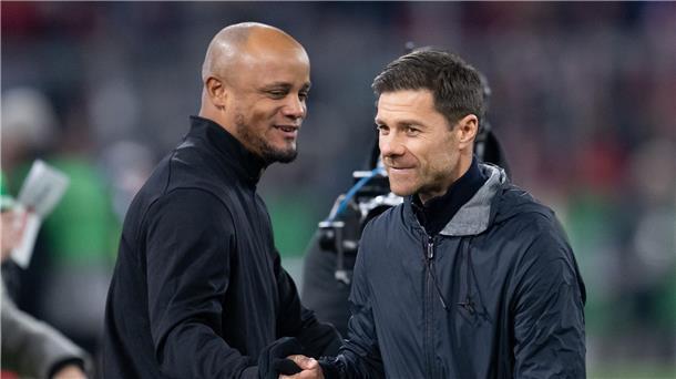 Müller nach Leverkusen-Los: Schauen wir mal, liebe Experten Die nächsten Duelle zwischen Vincent Kompany (l) und Xabi Alonso stehen an.