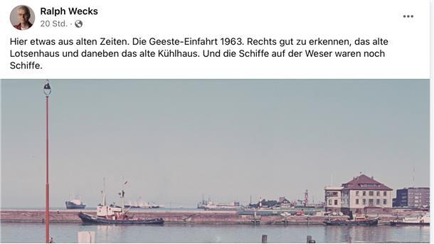 Facebook-Gruppe setzt der Nordmole im Digitalen ein Denkmal Die Nordmole 1963 - bei regem Schiffsverkehr auf der Weser.