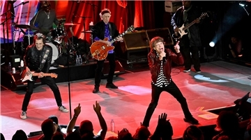 Die Rolling Stones treten bei einer Feier zur Veröffentlichung ihres neuen Albums „Hackney Diamonds“ in New York auf.