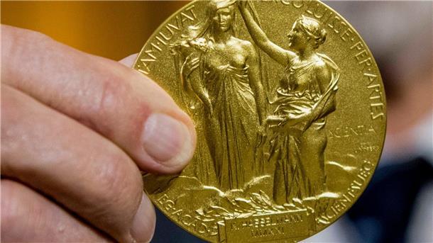 Die Rückseite der Nobel-Medaille für Physik stellt die Natur in Form einer Göttin dar, die ein Füllhorn hält. Der Schleier, der ihr Gesicht bedeckt, wird vom Genie der Wissenschaft hochgehalten. (Archivbild)