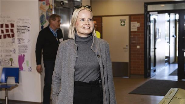 Die Vorsitzende der rechtspoulistischen Finnen-Partei, Riikka Purra.