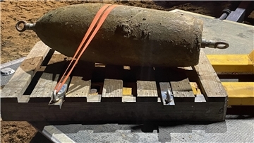 Die Weltkriegsbombe nach der Entschärfung.