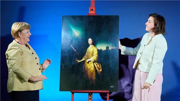 Forscherinnen mit Bildern ehren Die Wissenschaftlerin auf dem Bild lebte vor ungefähr 300 Jahren und erforschte den Himmel.