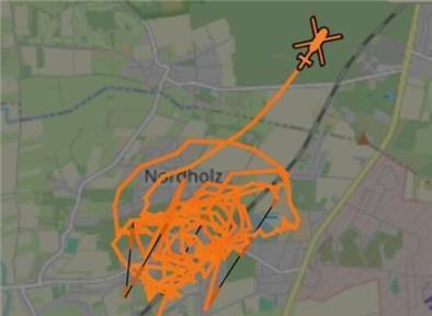 Screenshot von der Flugstrecke des Hubschraubers.
