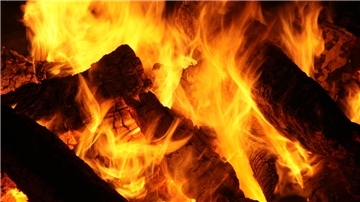 Holz verbrennt in einem Kamin 