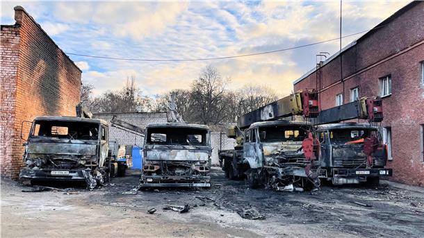 Ukraine, zerstörte Lkw