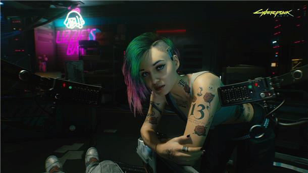 Ein Brain-Dance auf Bestellung: In „Lizzie‘s Bar“ taucht „V“ in die virtuelle Realität ab. 
