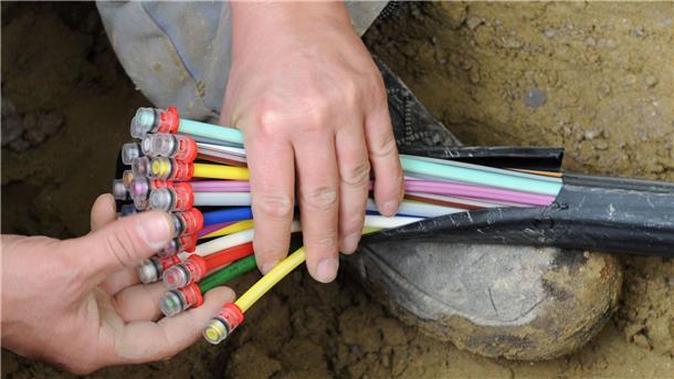Kritik an vorläufigem Stopp der Gigabit-Förderung Ein Glasfaserkabel wird verlegt.