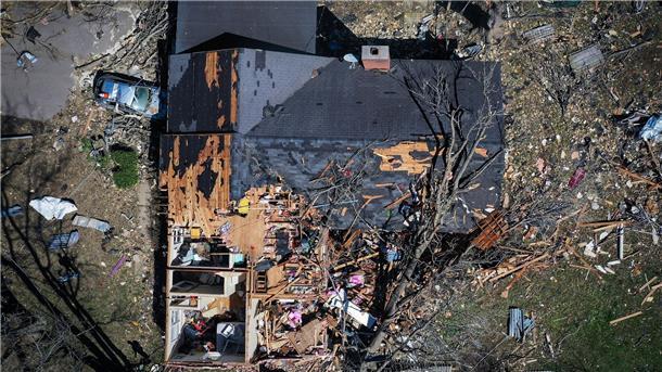 Ein Haus wurde im April in Covington im US-Bundesstaat Tennessee durch einen Tornado zerstört.