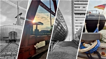 Eine Collage von vier Fotos aus Bremerhaven.