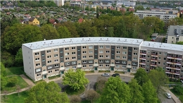 Ein Plattenbau in Gera Lusan, der mittlerweile unter Denkmalschutz steht.