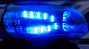 Blaulicht leuchtet auf einem Fahrzeug der Polizei. Ein Rollerfahrer flüchtete mit hoher Geschwindigkeit vor einer Polizeikontrolle. Die Polizei bittet Zeugen, sich mit Hinweisen zum Fahrer zu melden.