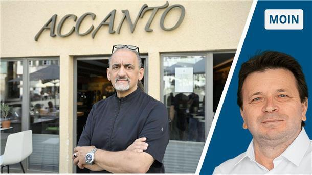 Links: Wirt Salvatore Marazzo aus Esslingen in Baden-Württemberg. Rechts: NZ-Reporter Ismail Kul.