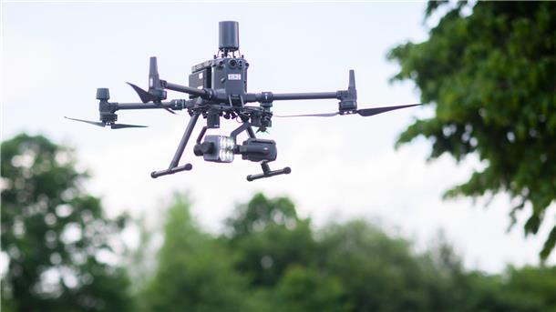 Detailaufnahme einer Feuerwehrdrohne.