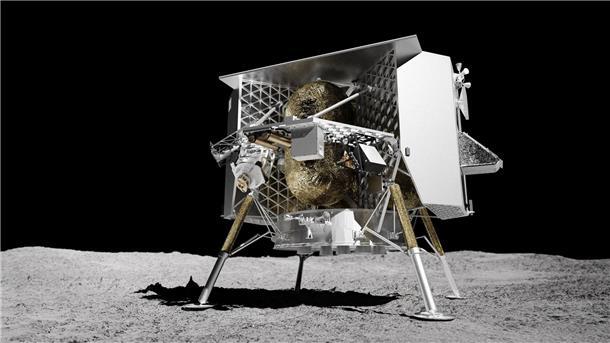 US-Firma versucht erste private Landung auf den Mond Eine Darstellung der Raumsonde Peregrine auf der Mondoberfläche.
