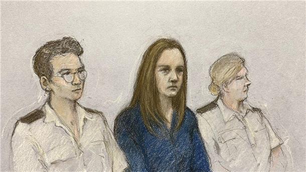 „Ich bin böse“ - Krankenschwester ermordete sieben Babys Eine Gerichtszeichnung zeigt die Krankenschwester Lucy L. Sie tötete sieben Babys - und wurde nun verurteilt.