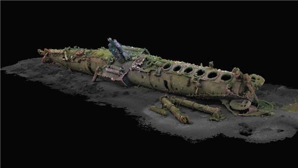 3D-Modell von deutschem U-Boot-Wrack aus 30.000 Fotos Eine Illustration zeigt das 3D-Modell des 1919 vor Helgoland gesunkenen U-Boots „UC 71“.