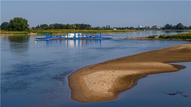 So will die Regierung vor Extremwetter schützen Eine Sandbank ist im Elbestrom in Magdeburg zu sehen. Dürren gehören zu den Folgen des Klimawandels.
