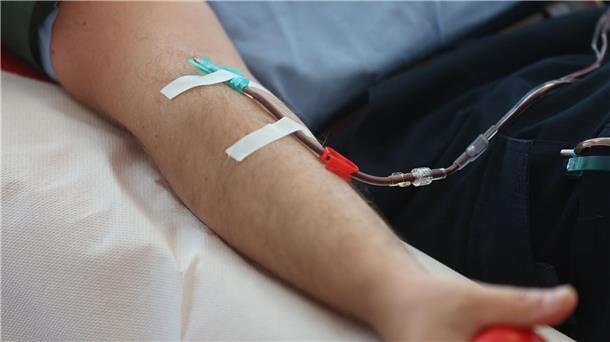 Blutspenden für homosexuelle Männer wird leichter Eine Venenkanüle am Arm eines Spenders.