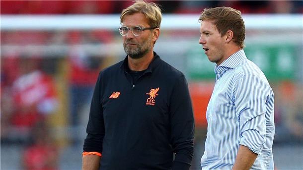 Lieber kein Club: Die Wege von Klopp, Nagelsmann und Tuchel Einst Vereinstrainer, jetzt nicht mehr: Jürgen Klopp und Julian Nagelsmann (r).
