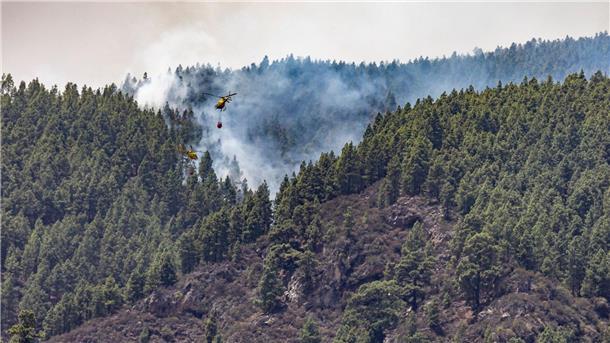 Wieder Waldbrand auf Teneriffa - 2600 Menschen evakuiert Erst im August hatte es einen verheerenden Waldbrand auf der spanischen Urlaubsinsel gegeben. Wie auf dem Bild zu sehen, waren auch Löschhubschrauber im Einsatz. (Archivbild)
