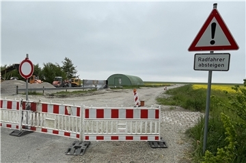 Absperrung an der verlängerten Ulmenstraße in Butjadingen