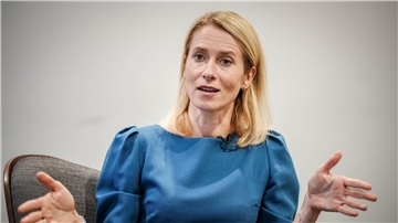 Estlands Regierungschefin Kaja Kallas spricht sich für höhere Verteidigungsausgaben in der Nato aus.
