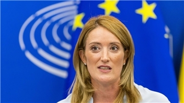 EU-Parlamentspräsidentin Roberta Metsola hat ihre Unterstützung für die Ukraine bekräftigt (Archivbild).