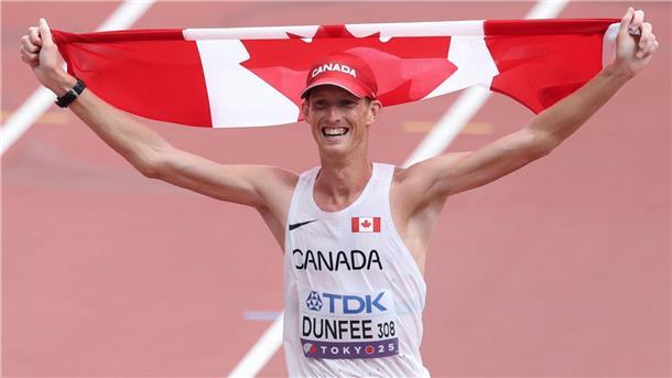 Evan Dunfee aus Kanada hat das erste Gold bei der Leichtathletik-WM in Japan geholt.
