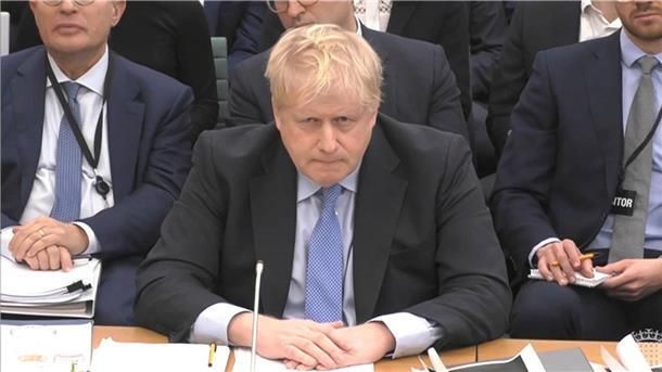 Ex-Premier Boris Johnson sagt vor dem Privilegienausschuss des Unterhauses in London aus.