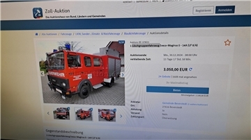 Feuerwehr-Auto zu versteigern: Auf der Internetseite des Zolls wird ein Löschgruppenfahrzeug aus Heerstedt angeboten. 