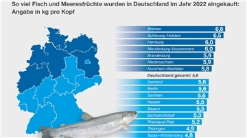 Fischeinkauf nach Bundesländern. Der meiste Fisch geht im Land Bremen über die Theke.