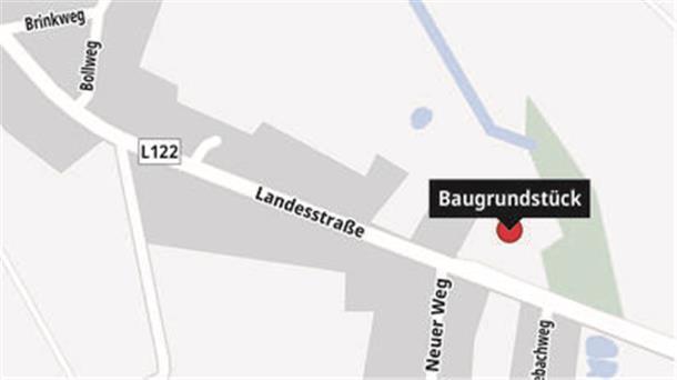 Gemeinde strebt Baurecht für eine Arztpraxis in Rhadereistedt an Karte mit Baugrundstück.