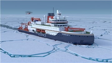 Fürs Eis gemacht: Ansicht des geplanten Neubaus des eisbrechenden Forschungs- und Versorgungsschiffes "Polarstern II" des Alfred-Wegener-Instituts.