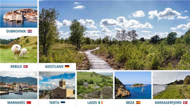 Bilder-Kombo im Stile einer Postkarte von touristischen Orten